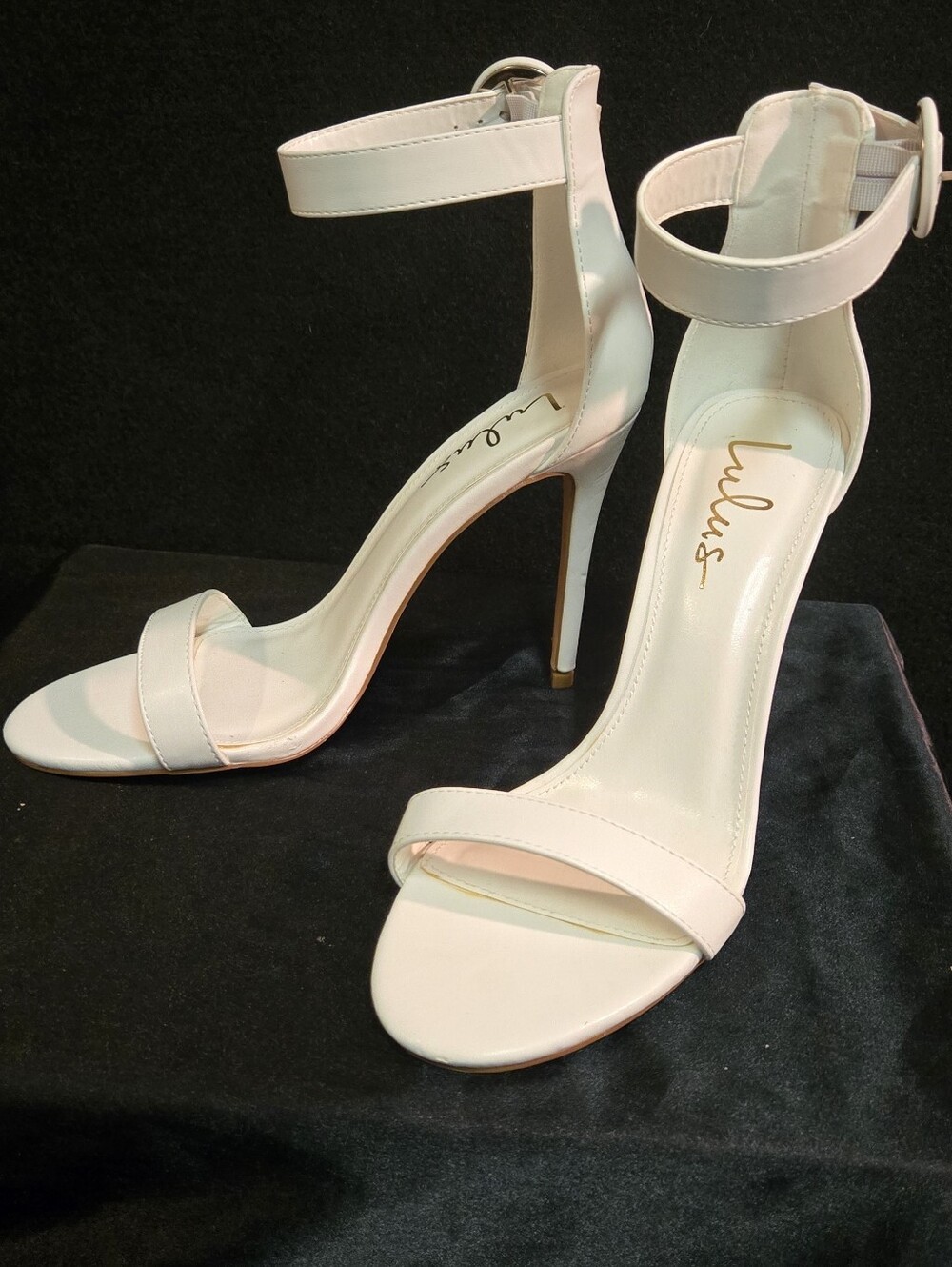 Lulu's Chalk White Ankle-Strap Stiletto Heels